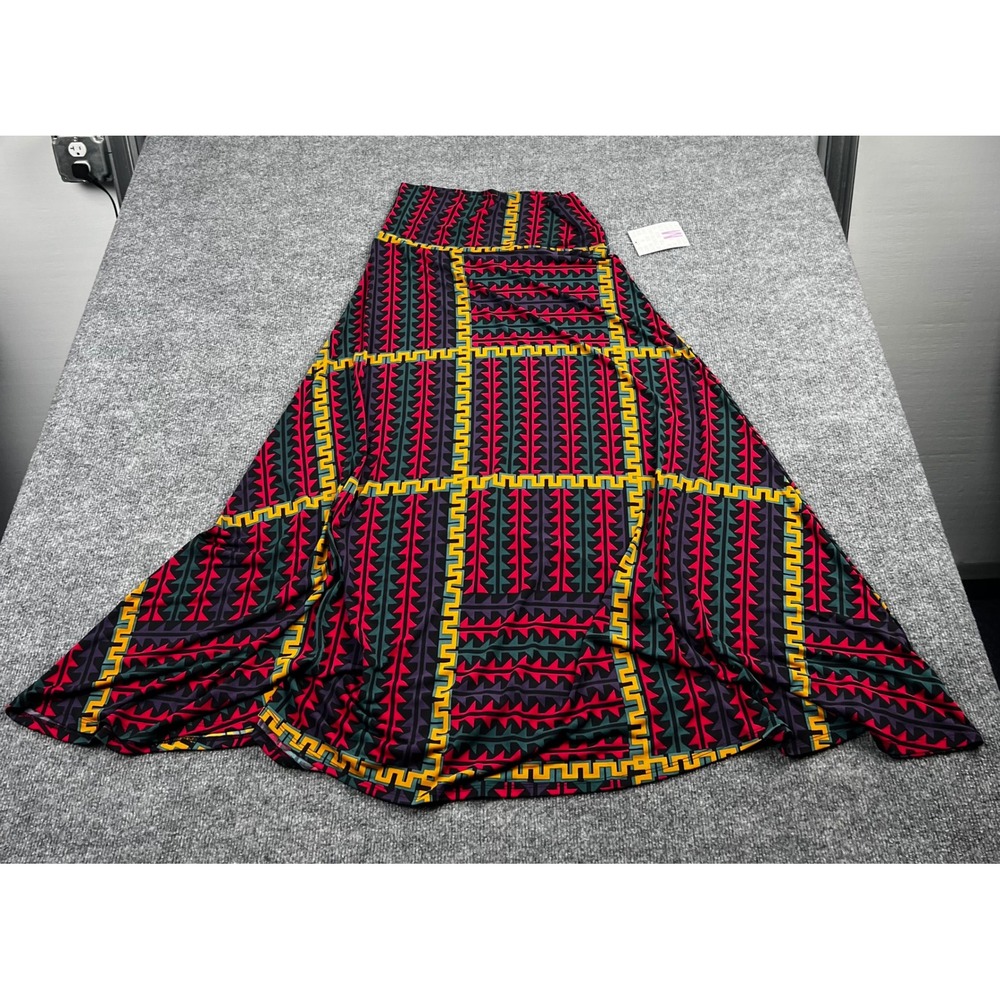 LuLaRoe Maxi Skirt Medium NWT Geometric Zigzag Print Multicolor A-Line Stretch